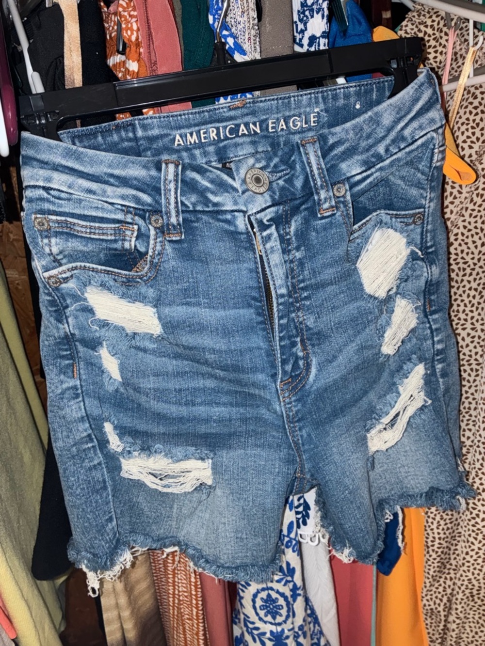 American Eagle Outfitters Distressed Blue Denim Skirt